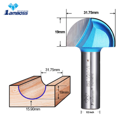 Lamboss Cove Box Bit Round Bottom Milling Cutter para trabalho de madeira Router Bit